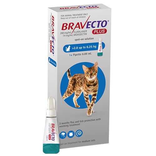 Bravecto Plus Cat 2.8kg - 6.25kg