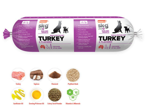 Prime Skg Turkey & Flaxseed 800g Chilled Roll