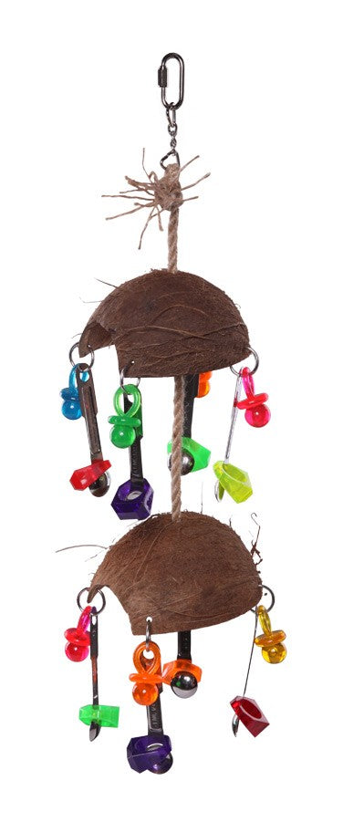 Split Coconut W/Toys And Spoons - Large