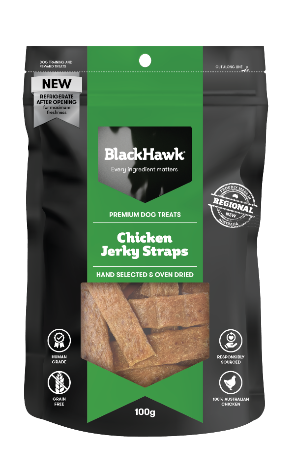 Black Hawk Dog Chicken Jerky Straps 100g